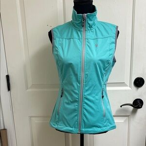 Little Donkey Andy XS Lightweight Softshell Vest, Light Green/gray, pockets, EUC